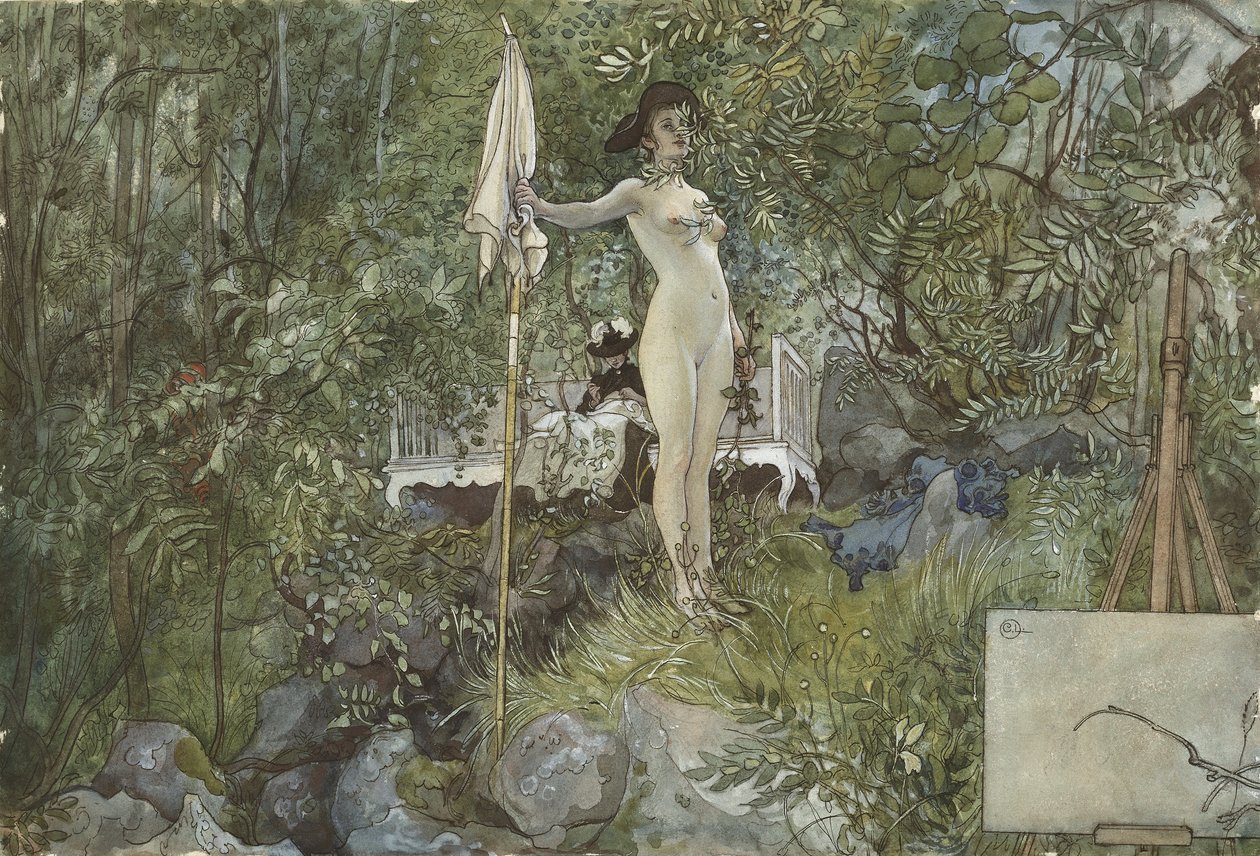 Studio plenerowe, z serii A Home, ok. 1895 (wc na papierze) autorstwa Carl Larsson