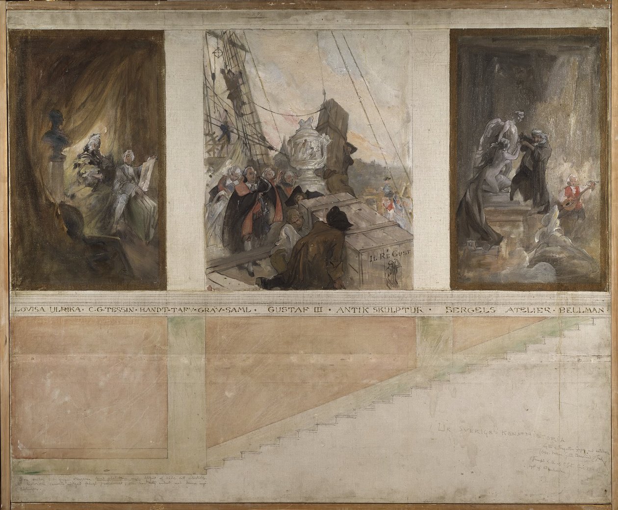 Drugi projekt dekoracji ścian w dolnej sali NM autorstwa Carl Larsson
