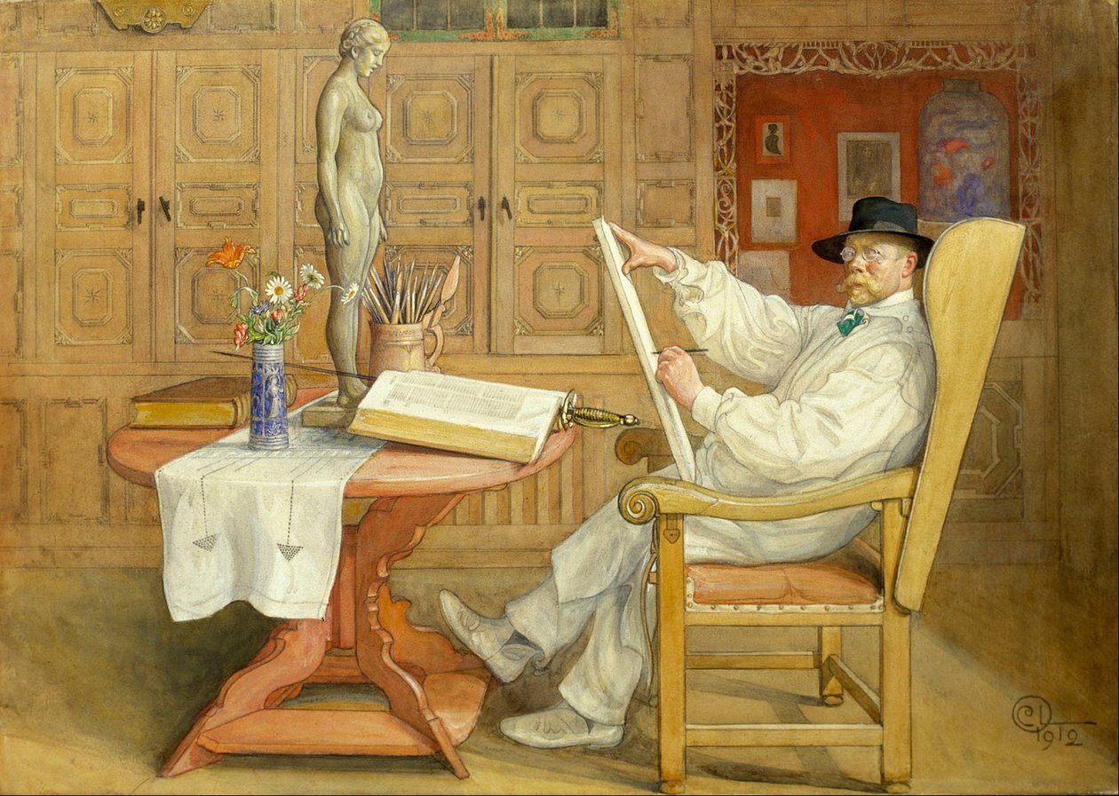 Autoportret (w nowym studio) autorstwa Carl Larsson