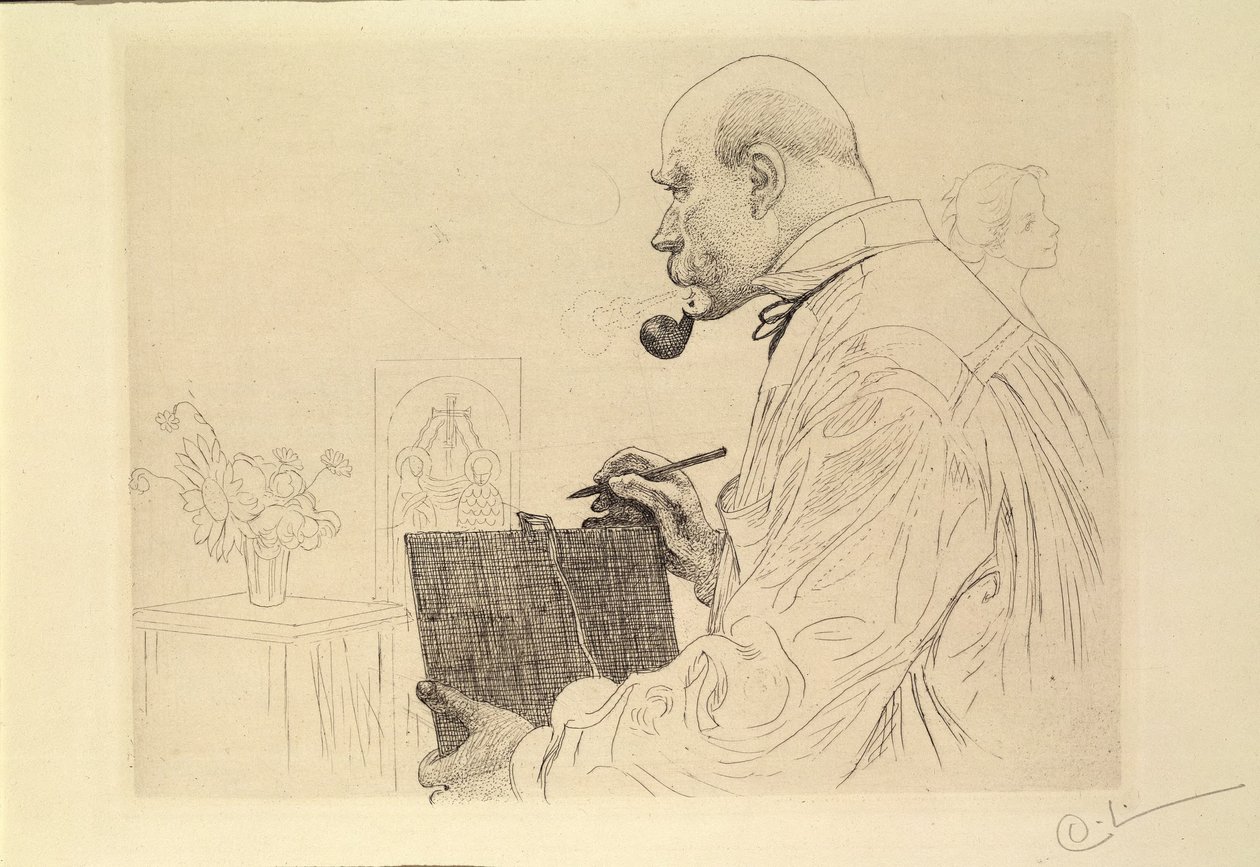 Autoportret jako grafik autorstwa Carl Larsson