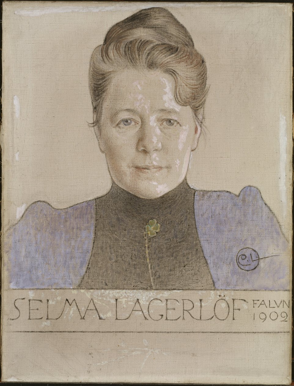 Selma Lagerlof - Portret autorki Selmy Lagerloef (1858-1940), autorstwa Larssona, Carla (1853-1919). Kreda i olej na płótnie autorstwa Carl Larsson