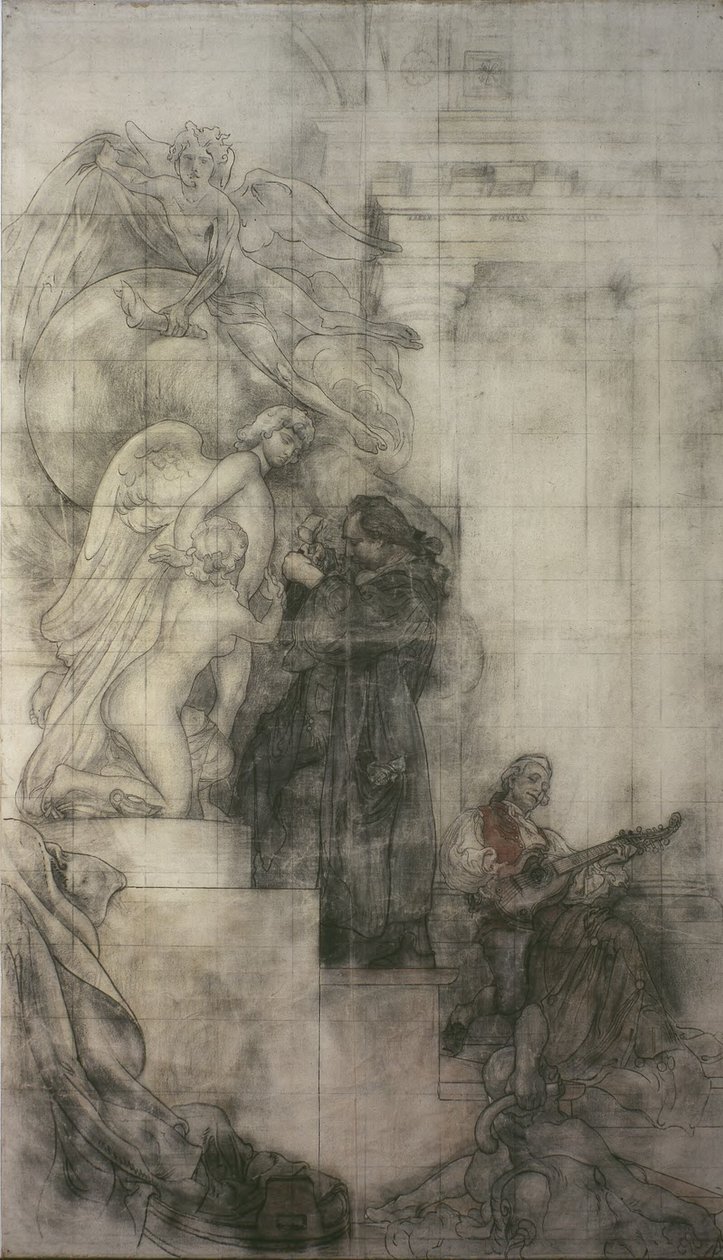 Sztuka rzeźby: Carl Michael Bellman w pracowni Sergela. Karton do fresku w dolnej sali NM autorstwa Carl Larsson