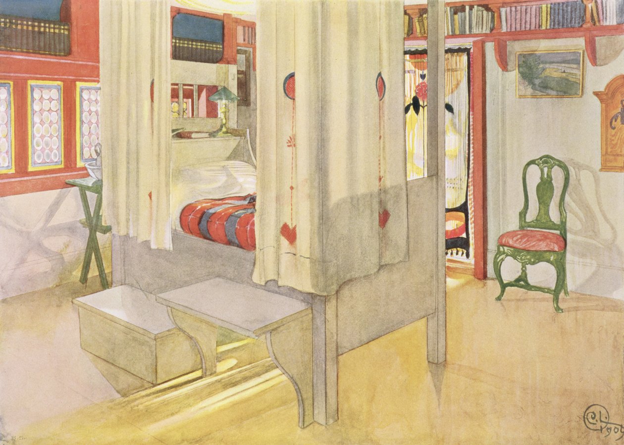 Sypialnia, opublikowana w „Last Licht Hinten”, 1909 autorstwa Carl Larsson