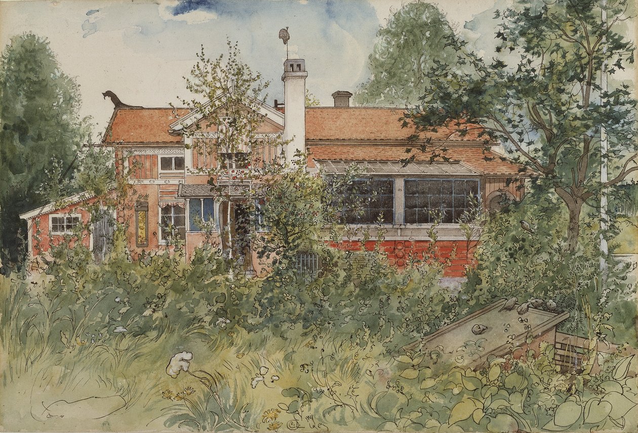 Chata z cyklu Dom, ok.1895 (wc na papierze) autorstwa Carl Larsson