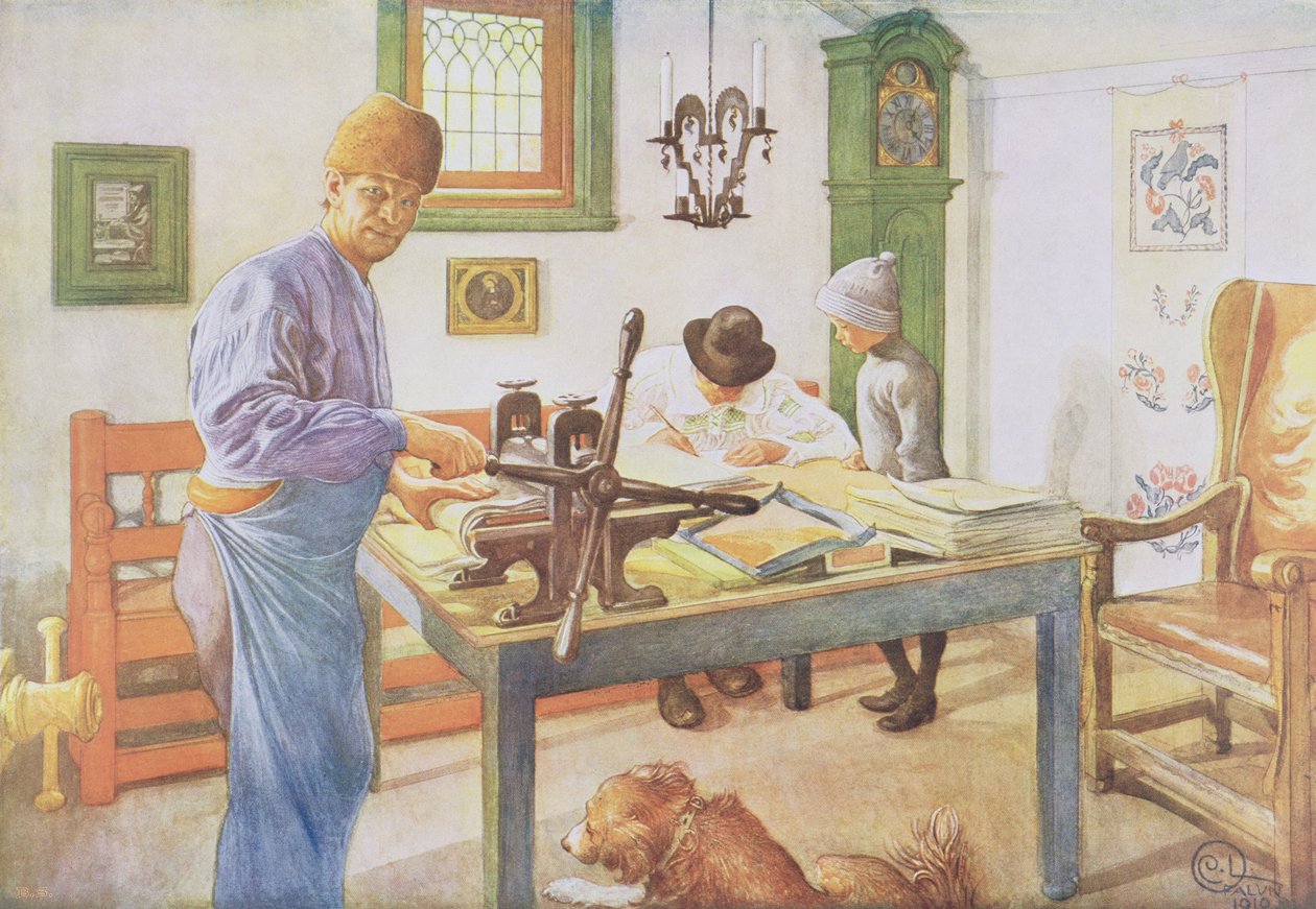 Gabinet Druków, wyd. w „Last Licht Hinten” („Wpuśćmy więcej światła”), 1910 autorstwa Carl Larsson