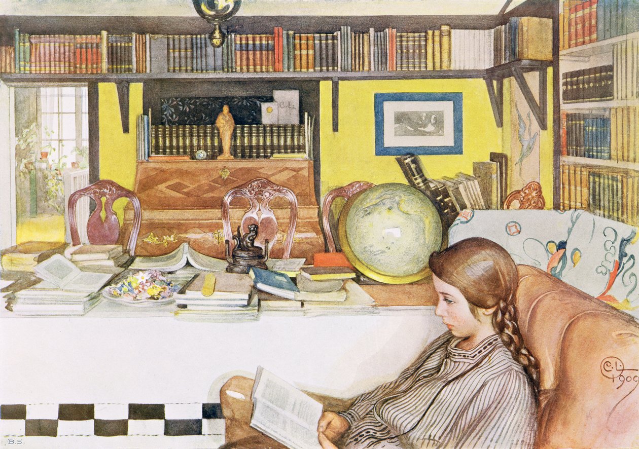 Czytelnia, wyd. w „Last Licht Hinten” („Wpuśćmy więcej światła”), 1909 autorstwa Carl Larsson
