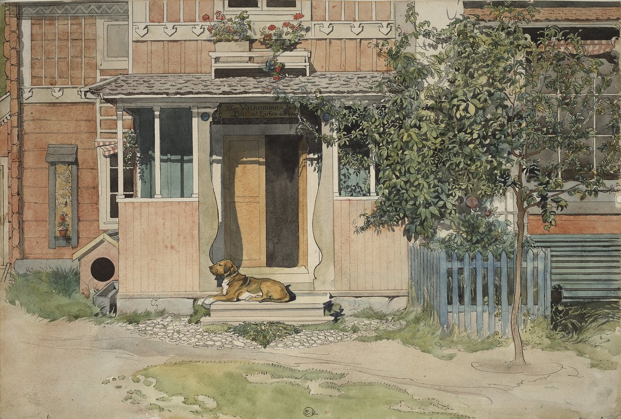 Weranda, z serii A Home, ok. 1895 (wc na papierze) autorstwa Carl Larsson