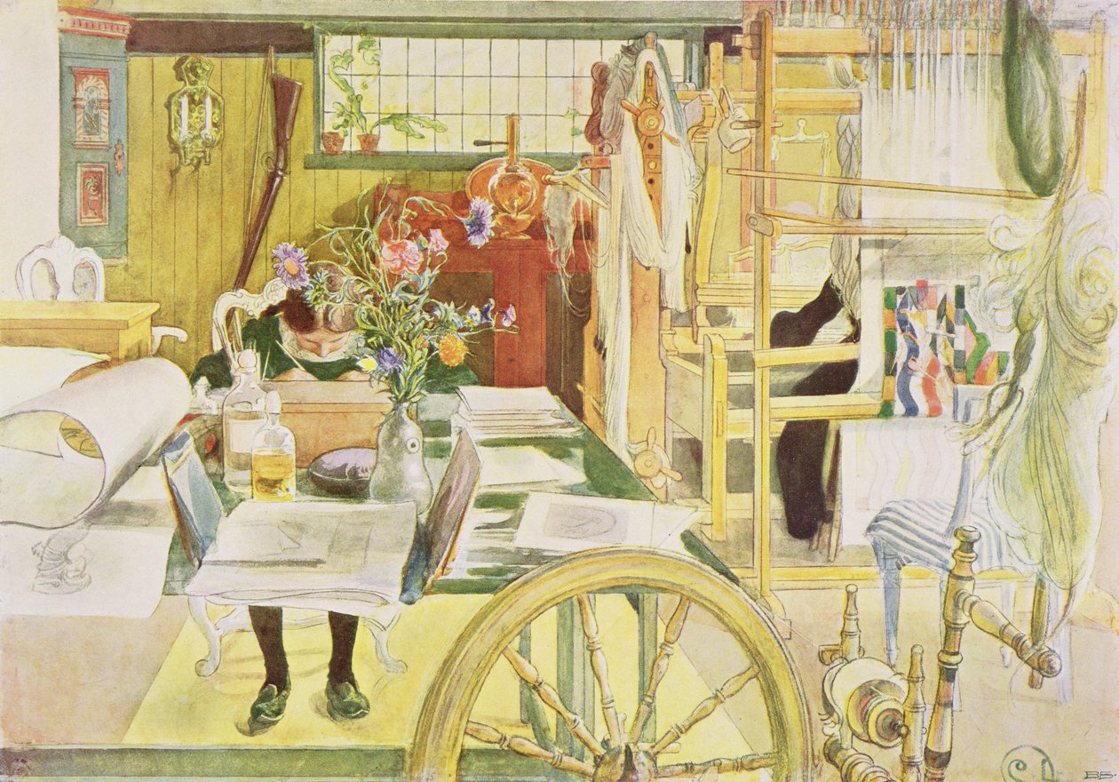 Pracownia, wyd. w „Last Licht Hinten” („Wpuśćmy więcej światła”), 1909 autorstwa Carl Larsson