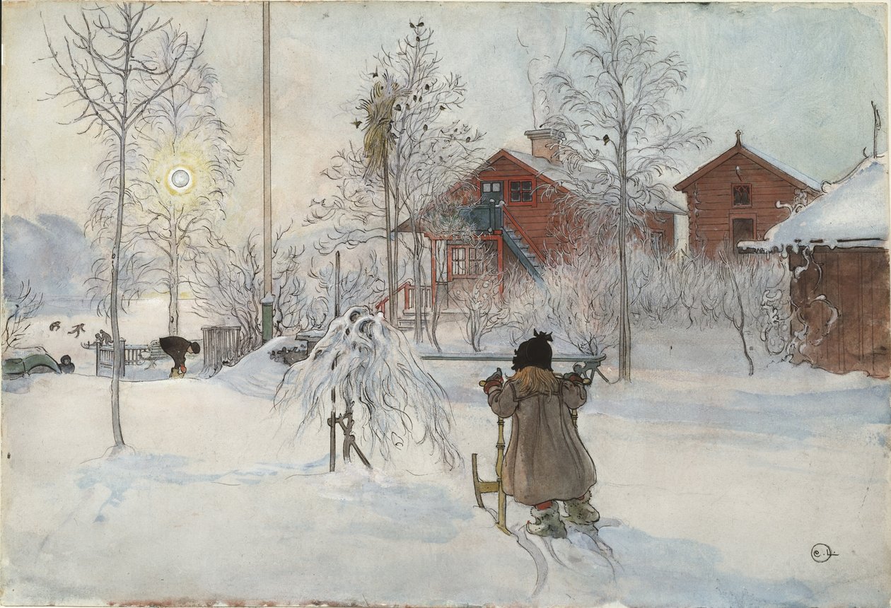 Podwórko i pralnia, z cyklu A Dom, ok. 1895 (wc na papierze) autorstwa Carl Larsson
