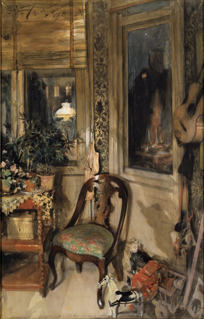 Zabawki w kącie (wc na papierze) autorstwa Carl Larsson