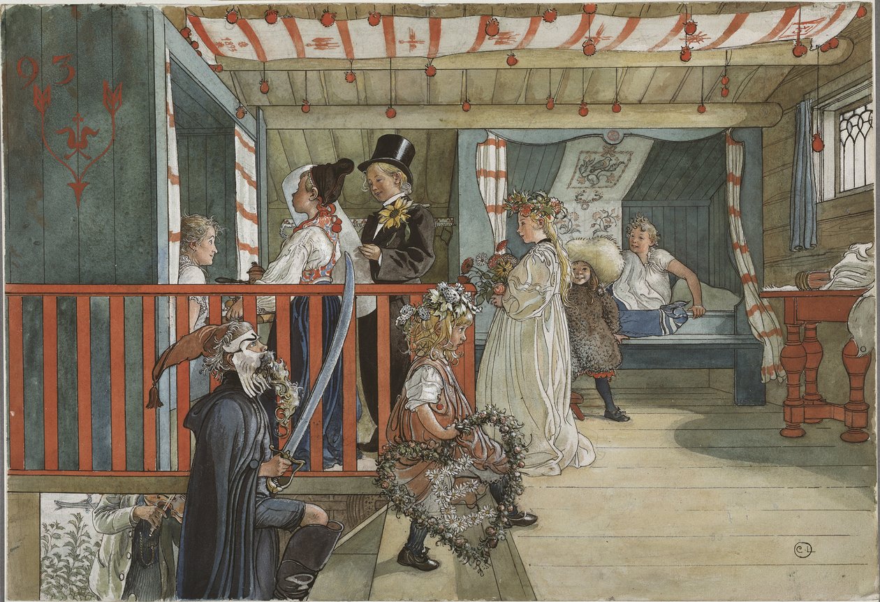 Un jour de fete - Dzień świętowania, Larsson, Carl (1853-1919). Akwarela na papierze autorstwa Carl Larsson