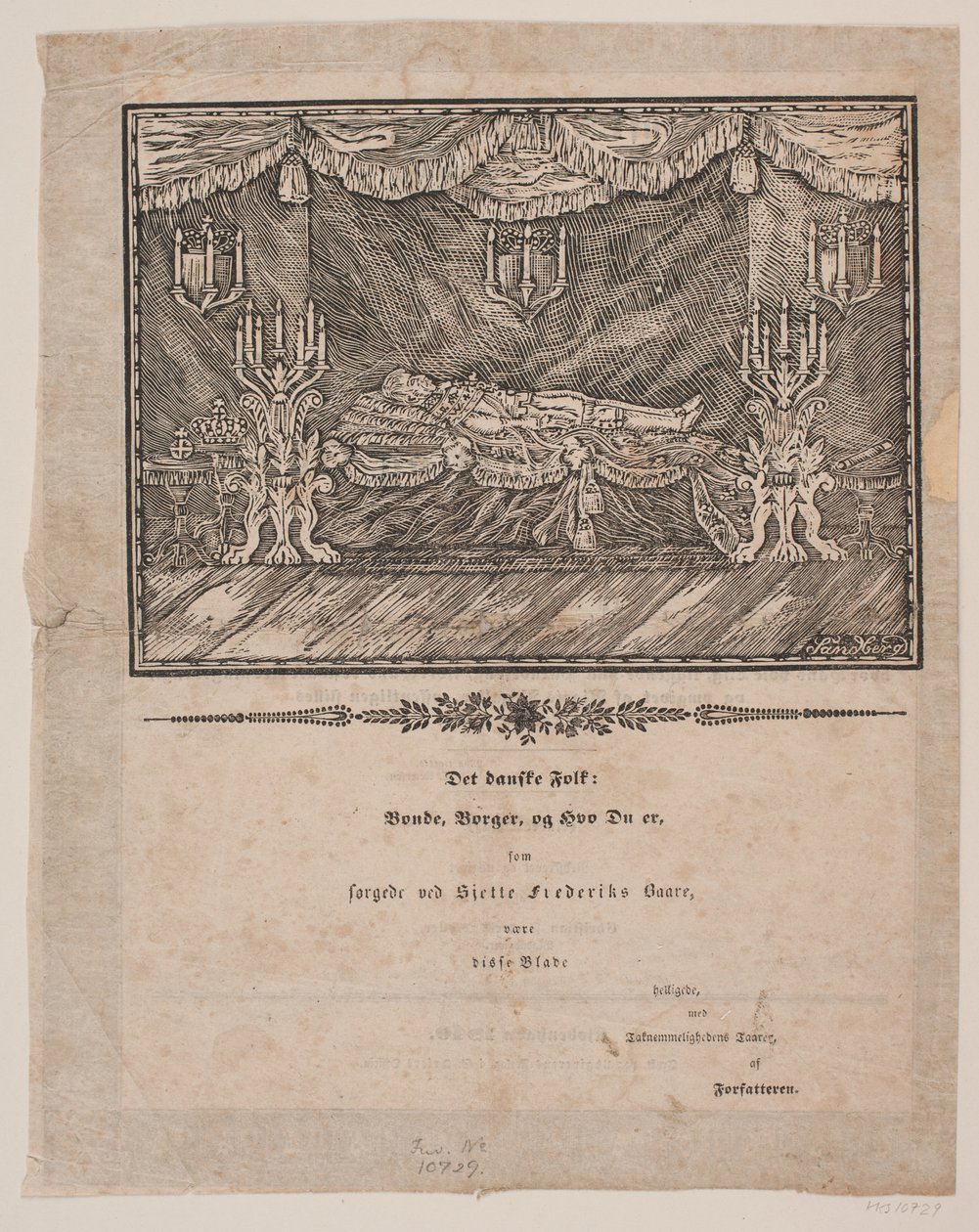 Frederik 6. na Lit de parade autorstwa Carl Leonard Sandberg