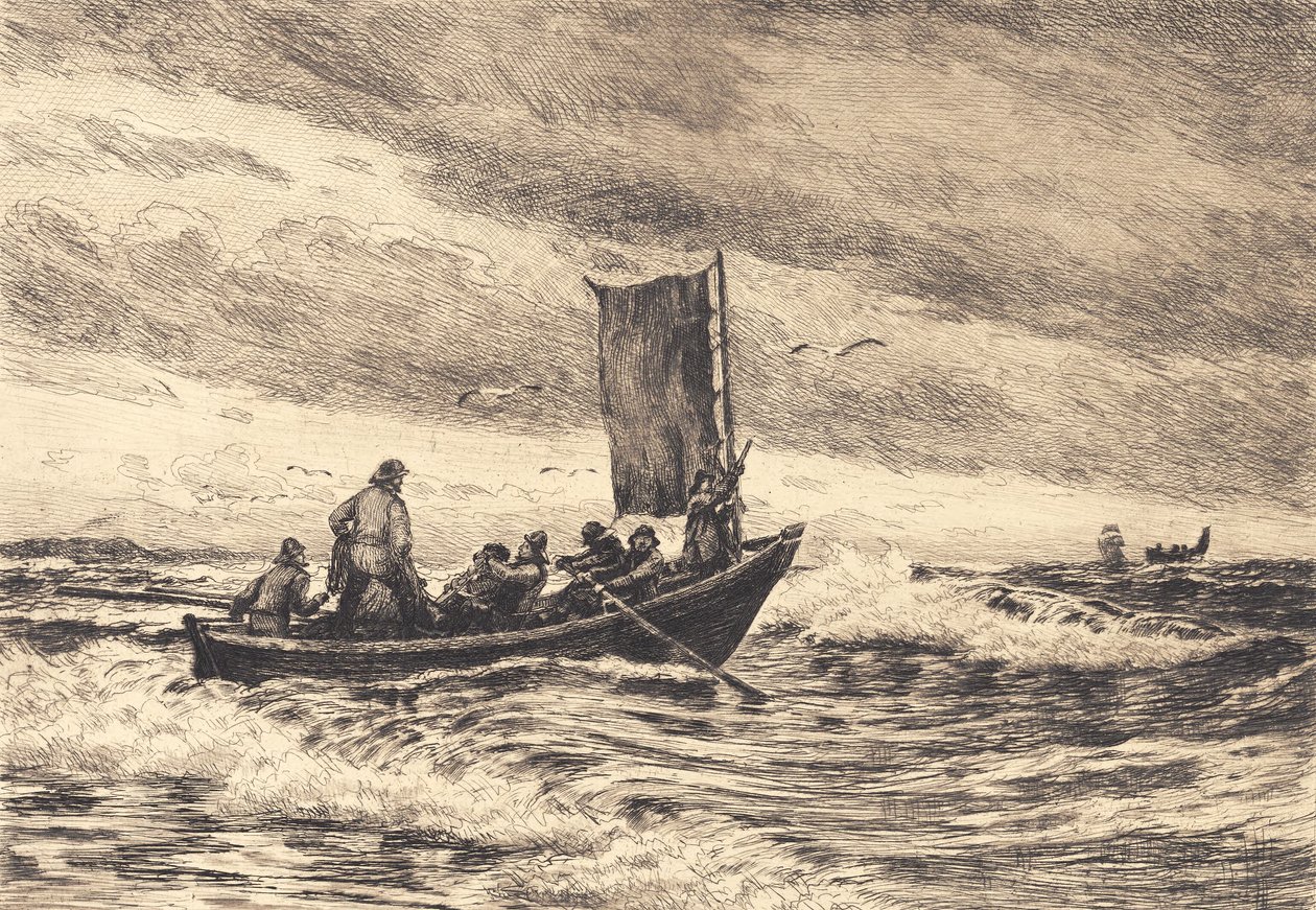 Łódź rybacka na falach autorstwa Carl Locher
