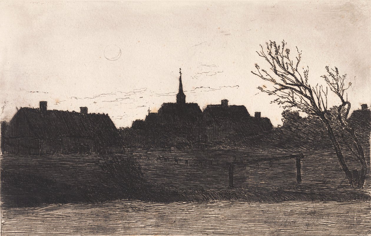 Kościół Hornbæk, letni wieczór autorstwa Carl Locher