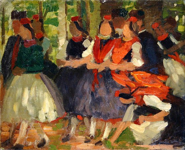 Studium dla „Woodland Walk” (olej na tekturze) (patrz także 269333) autorstwa Carl Ludwig Noah Bantzer