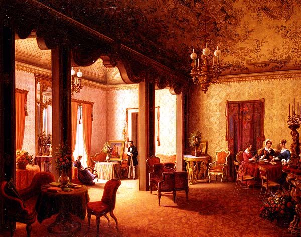 Wnętrze Salonu Cary Aleksandry w Villa des Herzogs Serradifalco, Palermo autorstwa Carl Ludwig Rundt