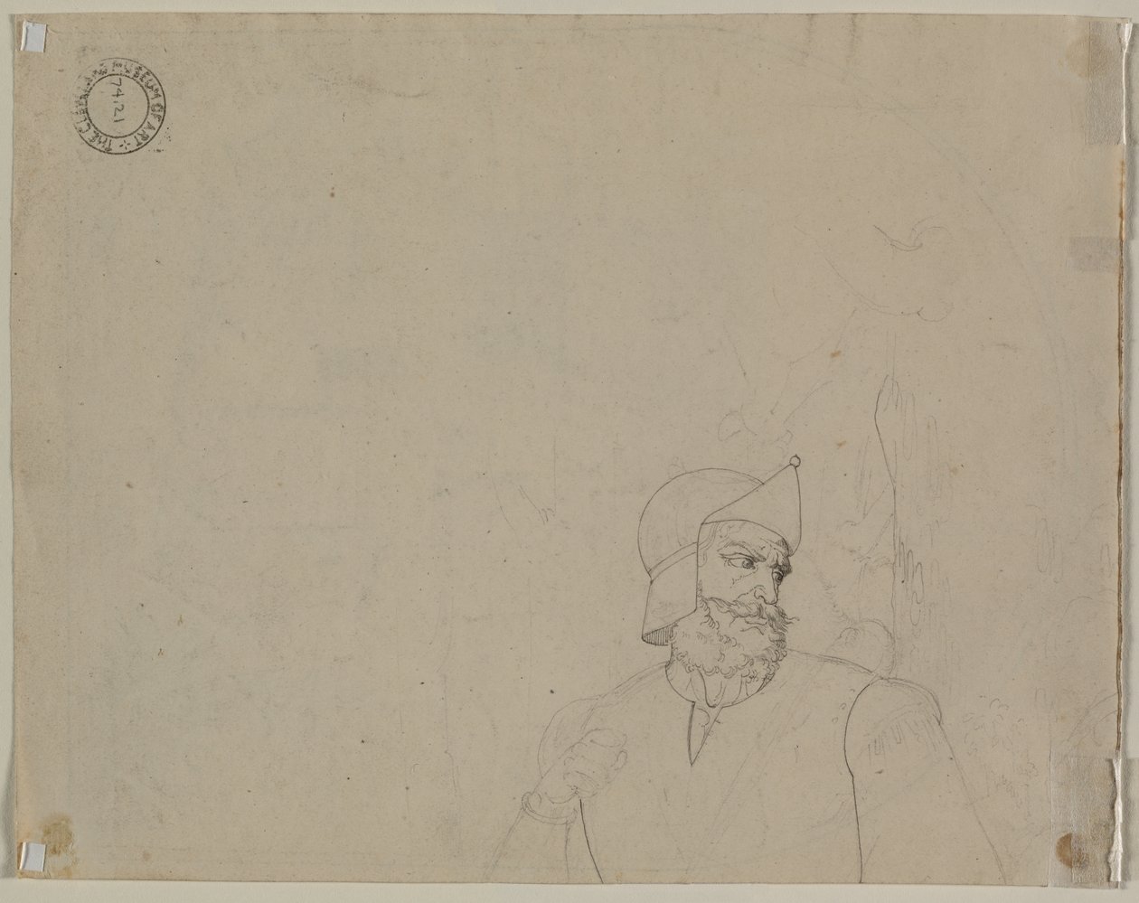 Żołnierz w krajobrazie (verso) autorstwa Carl Ludwig Tischbein
