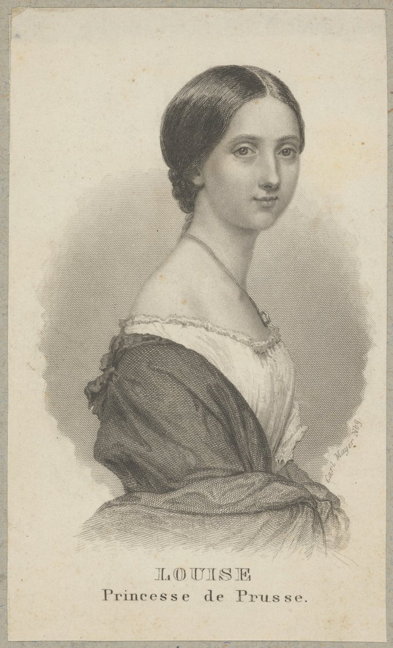 Luiza Pruska (także: Luiza z Meklemburgii-Strelitz, właściwie Luiza Augusta Wilhelmina Amalia z Meklemburgii-Strelitz, 1776 Hanower - 1810 Hohenzieritz) - księżniczka Meklemburgii-Strelitz, królowa pruska jako żona króla Fryderyka Wilhelma III. autorstwa Carl Mayer