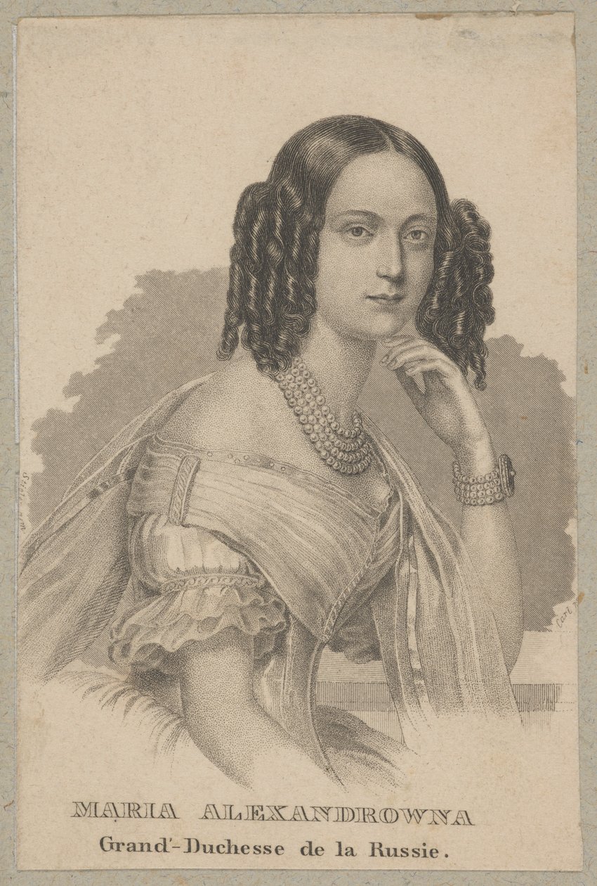 Maria Aleksandrowna (urodzona jako Maksymiliana Wilhelmina Maria von Hessen-Darmstadt, 1824 Darmstadt - 1880 Petersburg) - najmłodsza córka Ludwika II Heskiego i Wilhelminy Badeńskiej, księżna Hesji, cesarzowa Rosji jako żona cara Aleksandra II autorstwa Carl Mayer