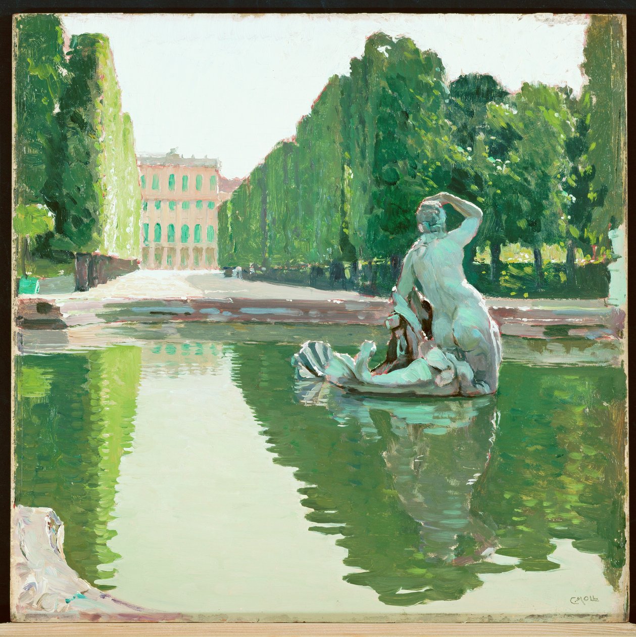 Piękna fontanna w parku Schoenbrunn -1910 ... (obraz na płótnie) autorstwa Carl Moll