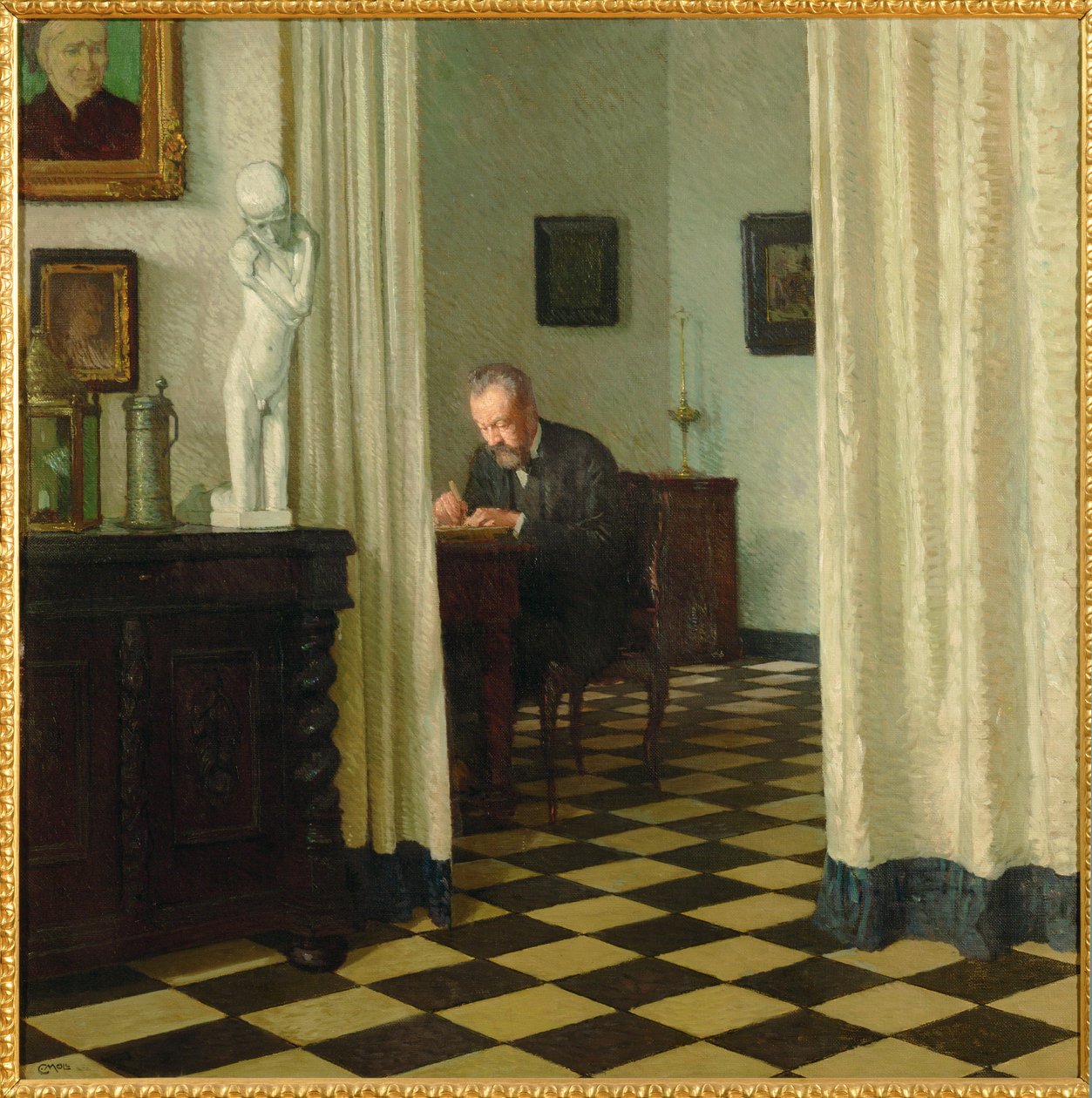 Autoportret w pracowni ... (obraz na płótnie) autorstwa Carl Moll