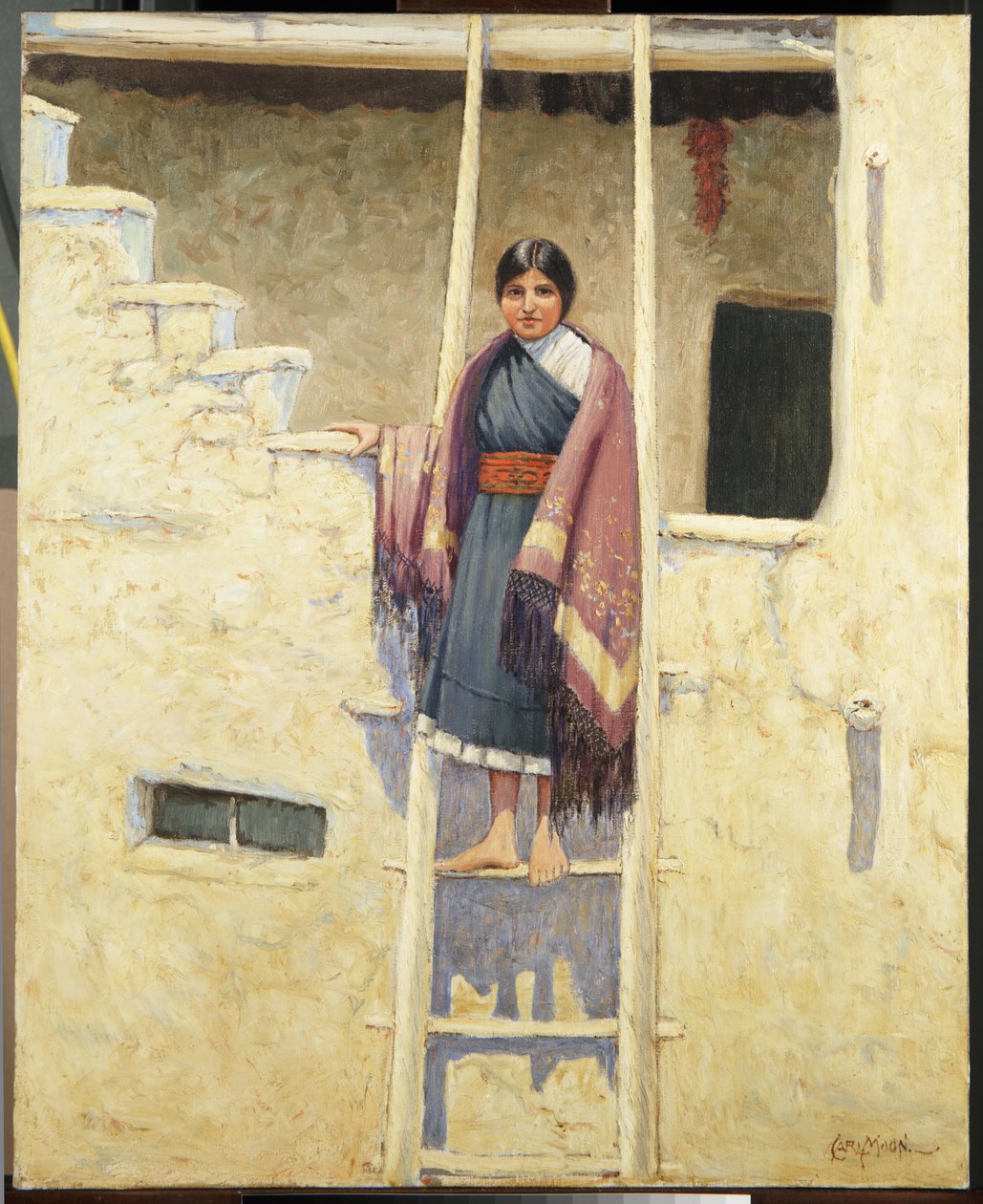 Hopi Maiden, wieś Walpi (olej na płótnie) autorstwa Carl Moon