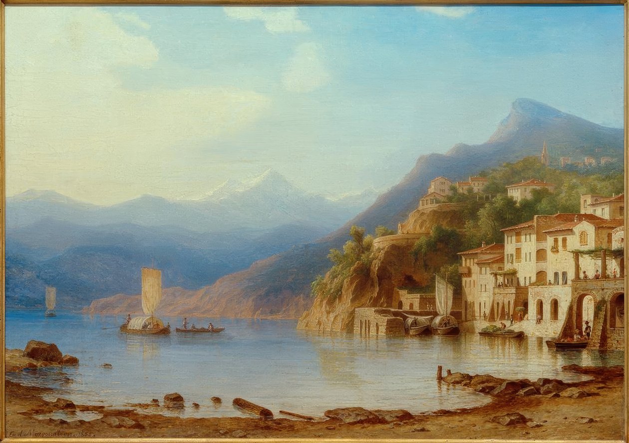 C. Morgenstern, widok Varenny nad jeziorem Como autorstwa Carl Morgenstern