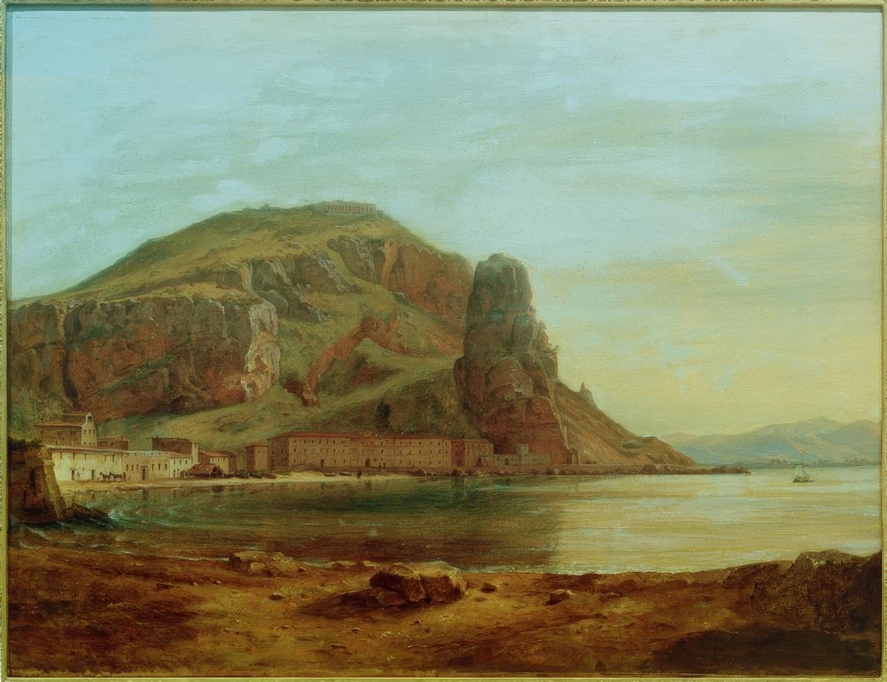 C. Gwiazda poranna, Terracina z rybną skałą, wieczorny nastrój autorstwa Carl Morgenstern