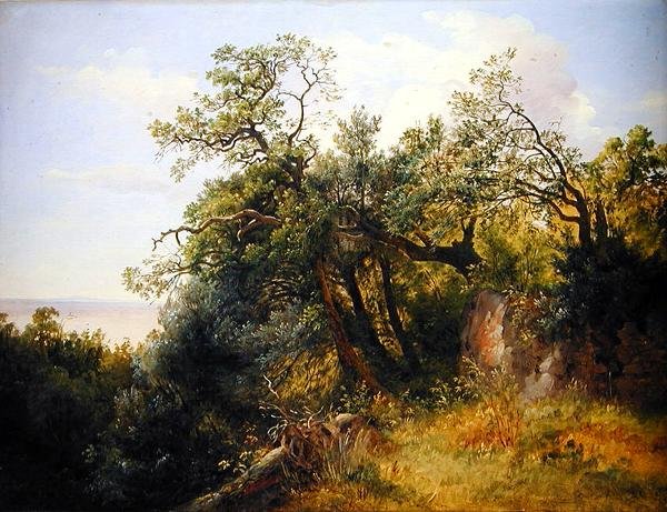 W parku Ariccia (olej na papierze na płótnie) autorstwa Carl Morgenstern