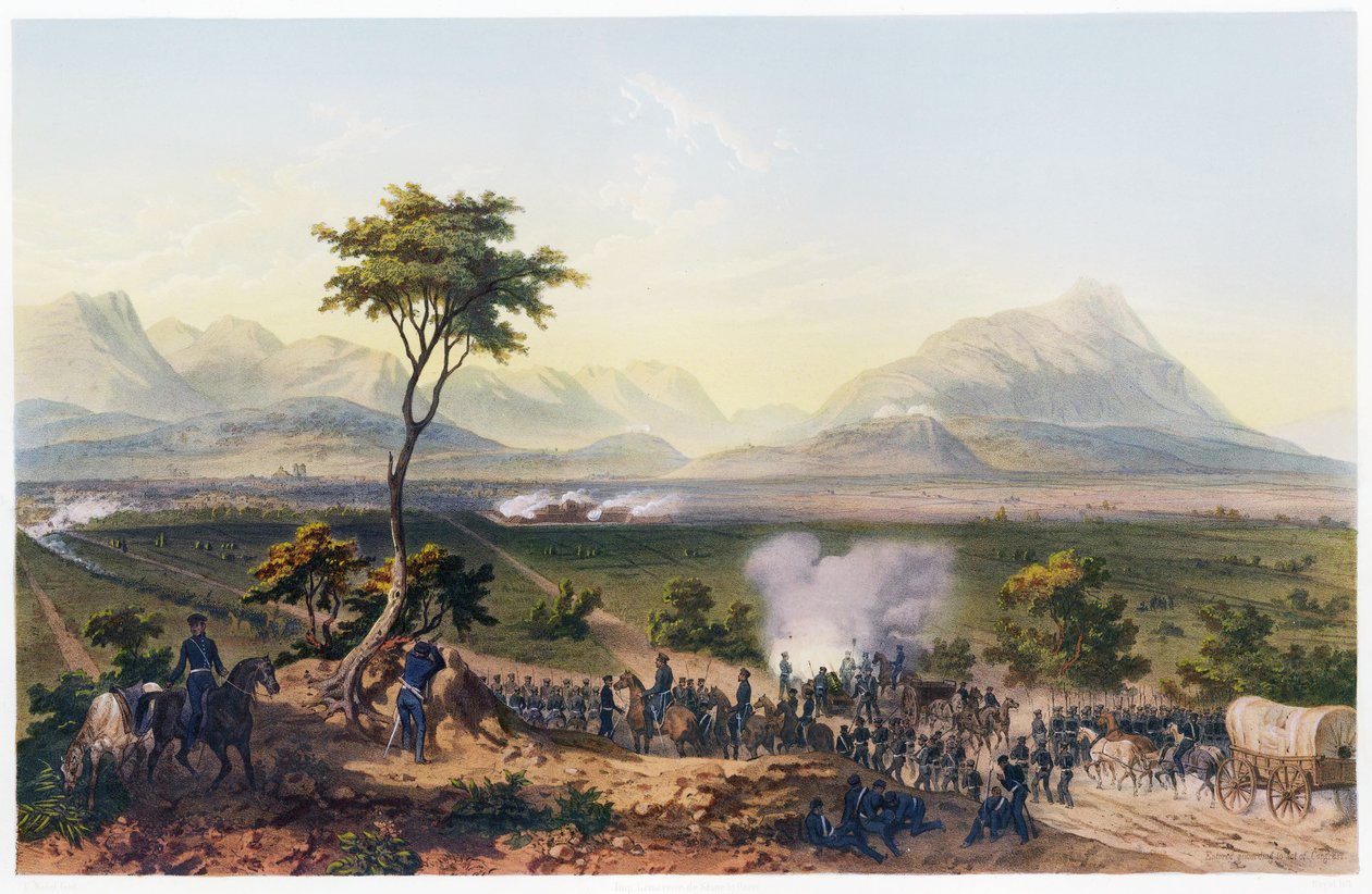 Zdobycie Monterey, z Wojny między Stanami Zjednoczonymi a Meksykiem, wyd. 1851 (litografia kolorowa) autorstwa Carl Nebel