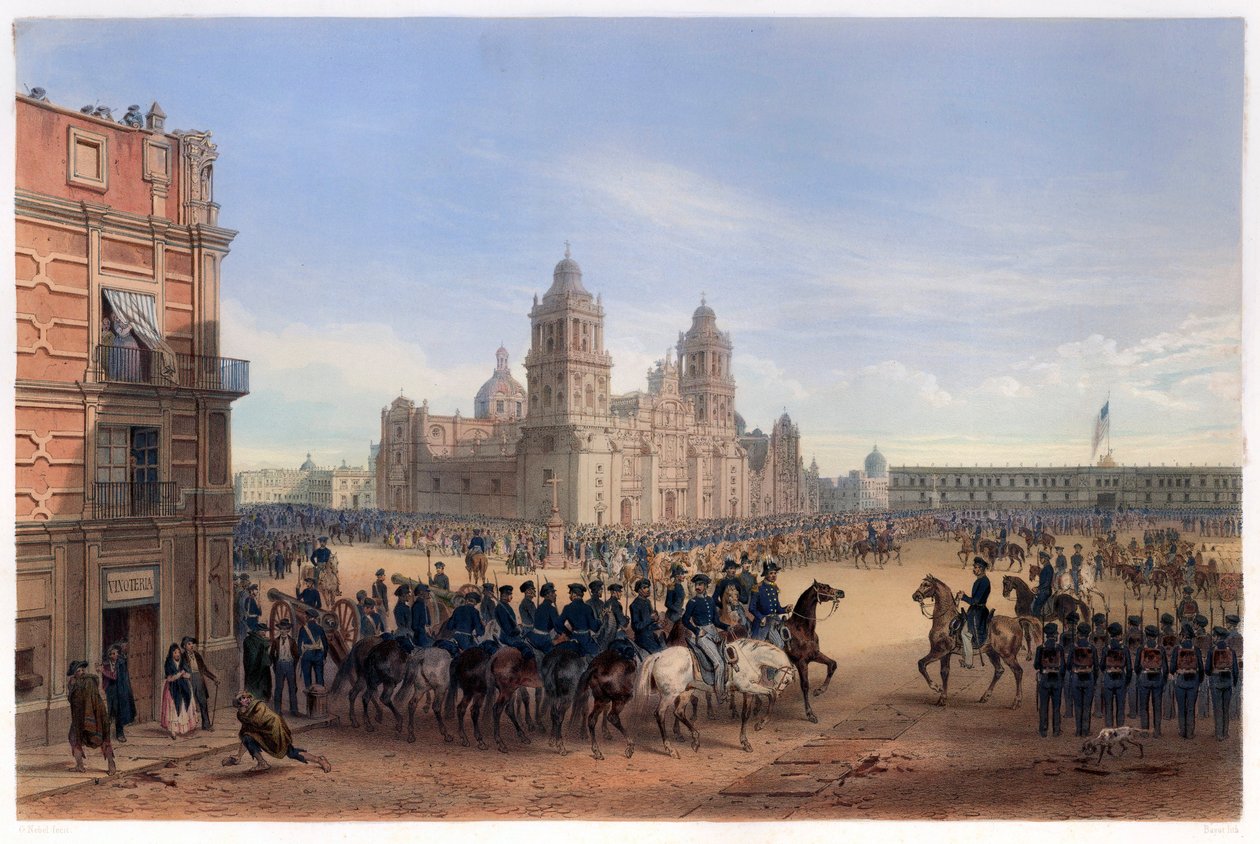 Wejście generała Scotta do Mexico City, wyd. 1851. autorstwa Carl Nebel