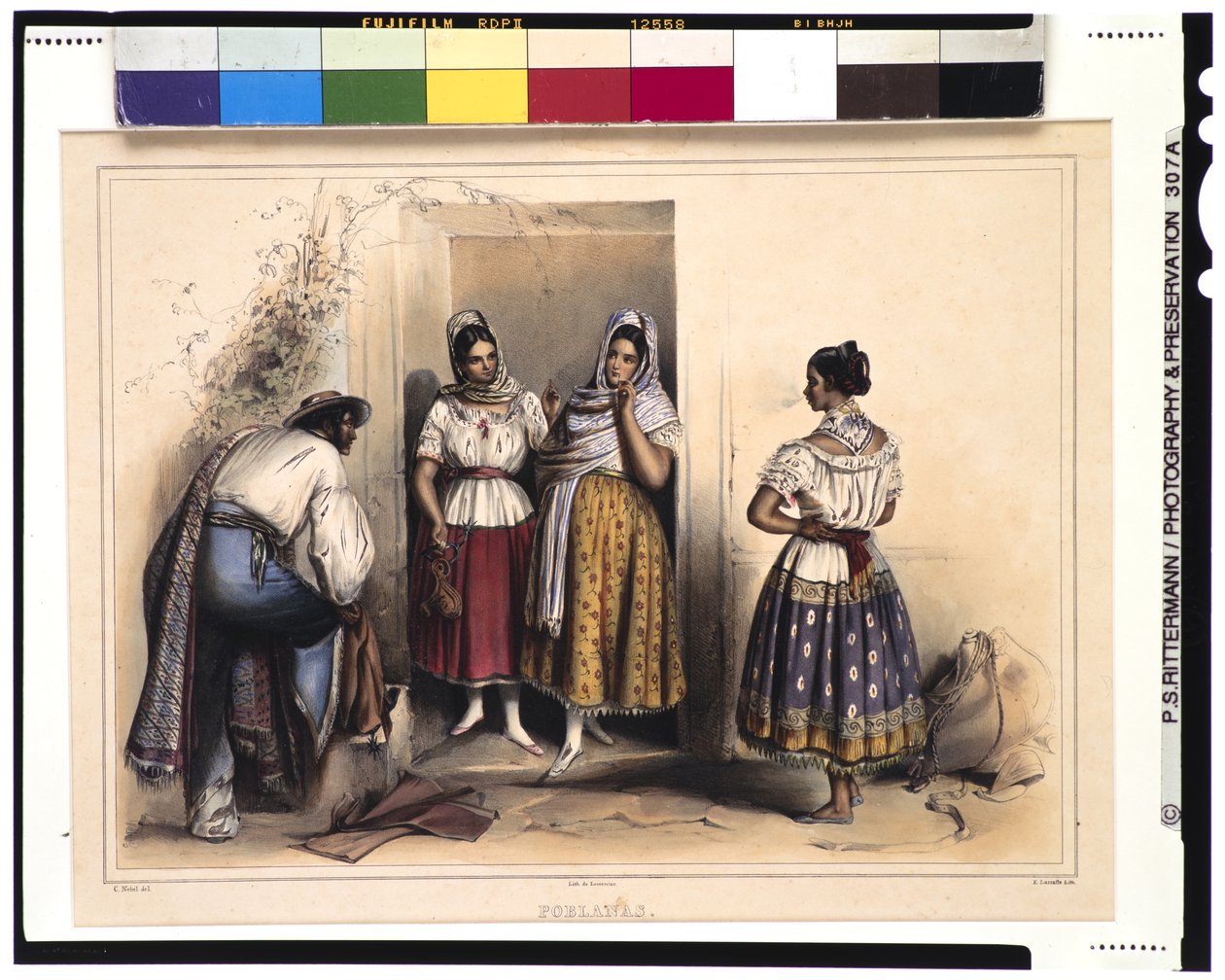 Kobiety z Puebla, po 1836 (kolor lito) autorstwa Carl Nebel