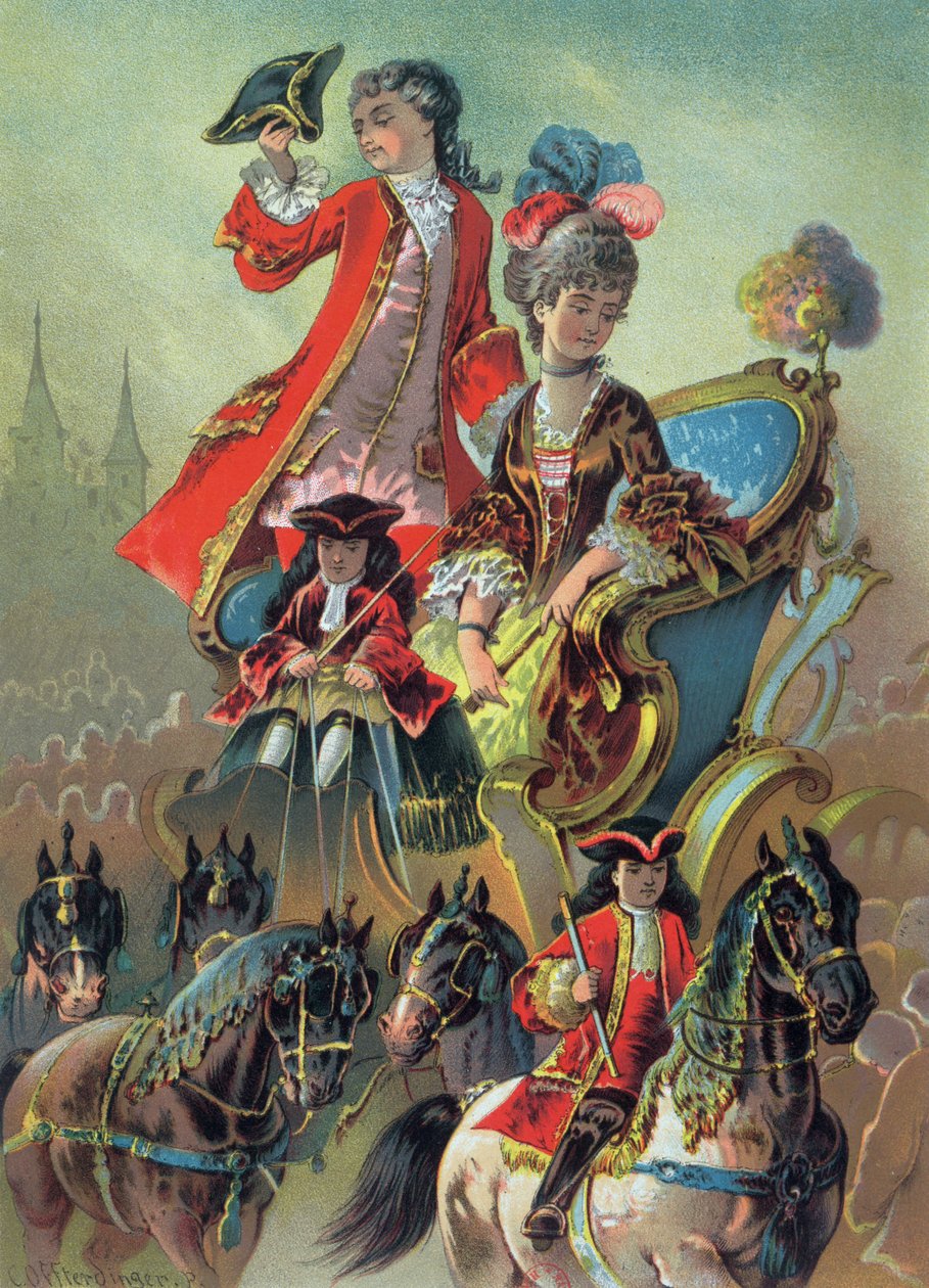 W rydwanie, ilustracja z „Dziadka do orzechów”, E.T.A Hoffman (1776-1822) 1883 autorstwa Carl Offterdinger