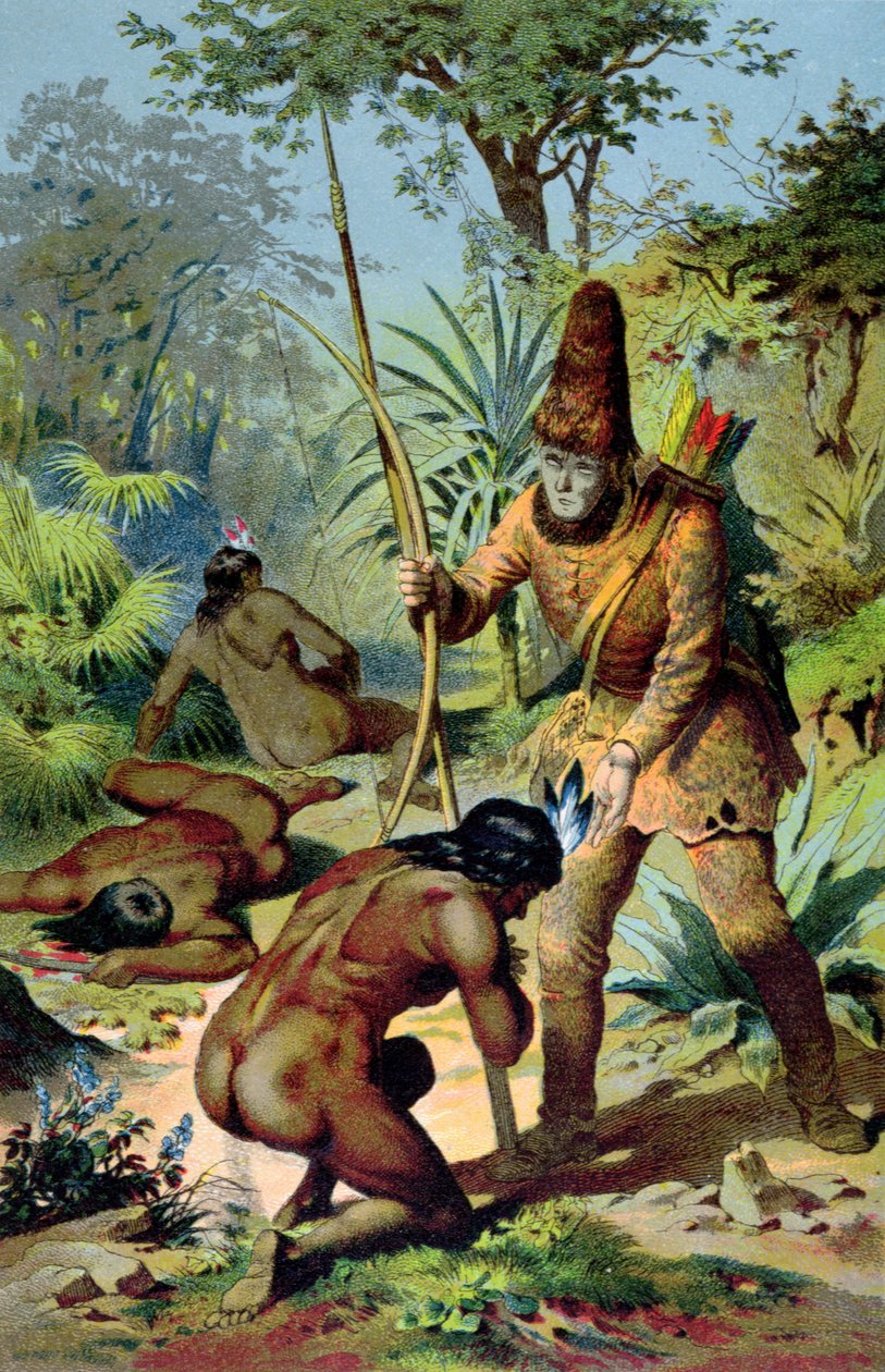 Robinson Crusoe i Man Friday, ok.1880 autorstwa Carl Offterdinger