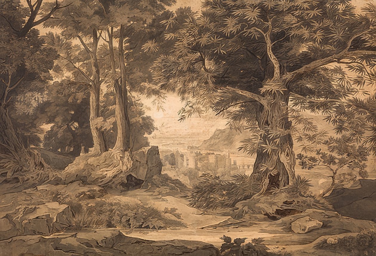 Widok na zamek w Heidelbergu w drodze do Kaiserstuhl autorstwa Carl Philipp Fohr