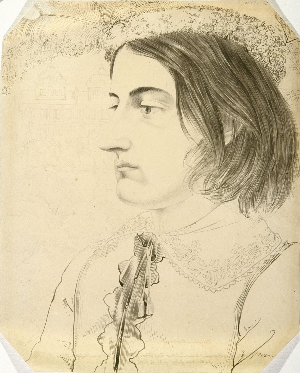 Ludwig Simon, student teologii, 1816 (pióro i pędzel oraz czarny tusz na papierze tkanym) autorstwa Carl Philipp Fohr