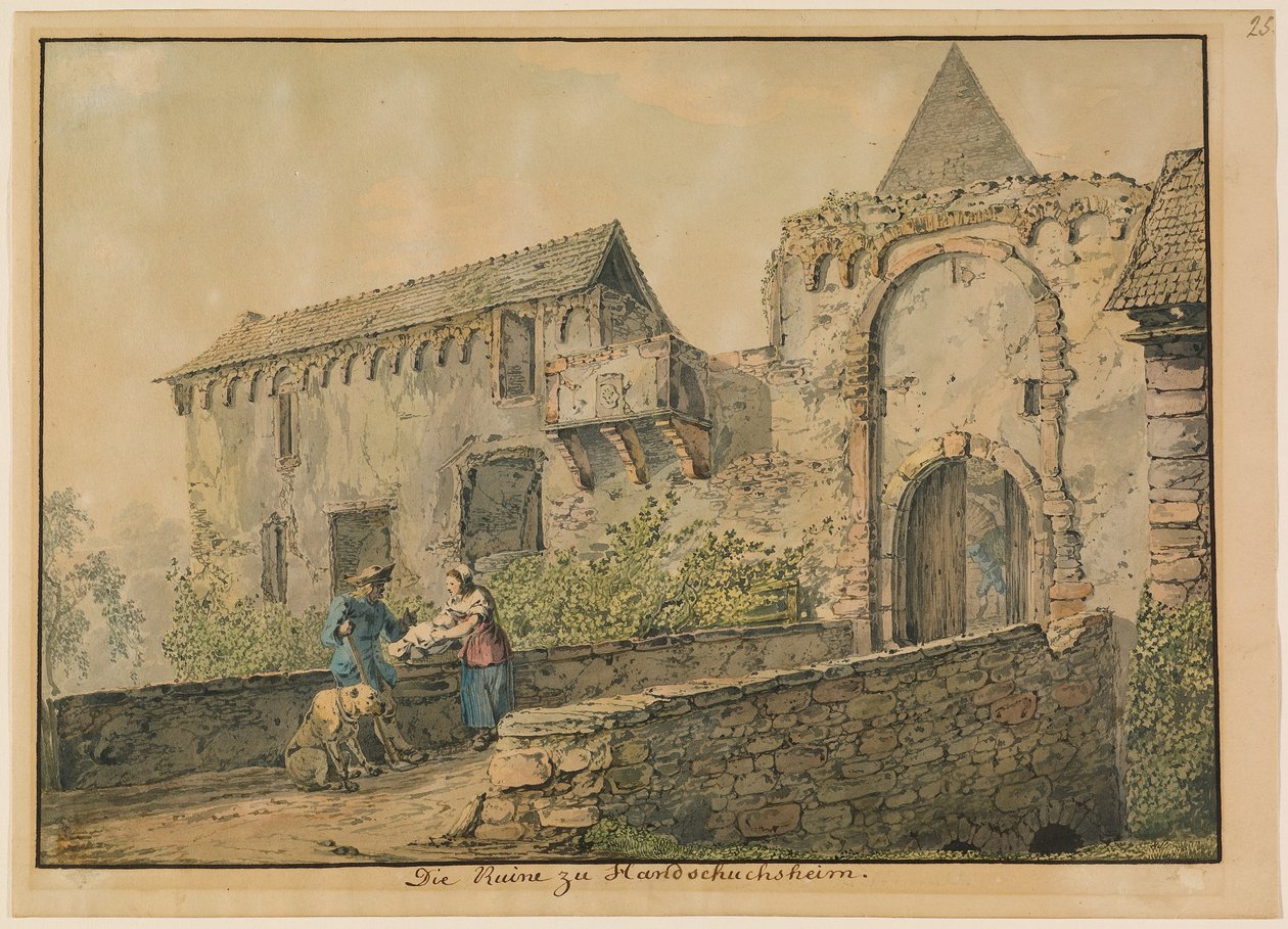 Ruiny zamku Tiefburg w Handschuhsheim autorstwa Carl Philipp Fohr