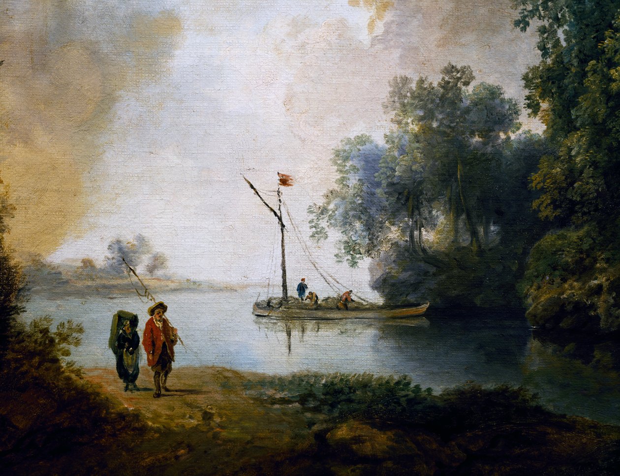 Krajobraz z rzeką, ok. 1780, Carl Philipp Schallhas (1767-1797), detal, Węgry autorstwa Carl Philipp Schallhas