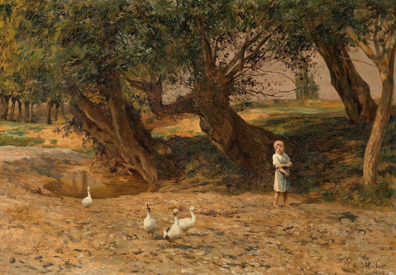 Mała gąska pod wierzbami autorstwa Carl Rudolf Huber
