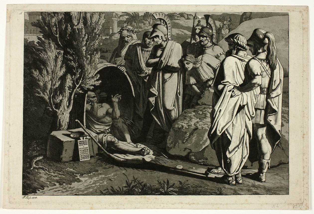 Diogenes w swojej wannie z Aleksandrą i jego generałami autorstwa Carl Russ