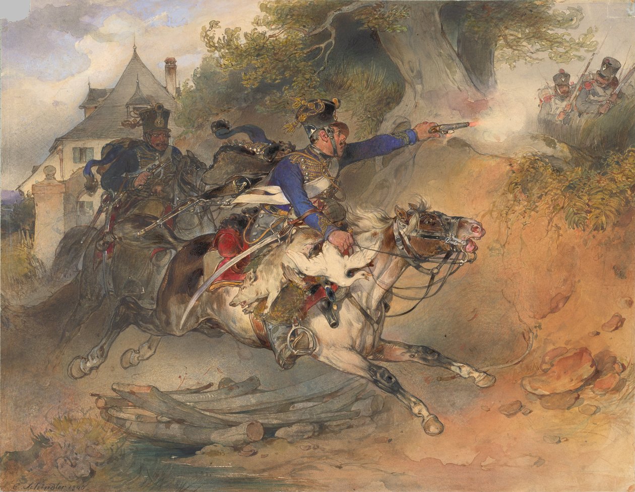 Huzar Żerujący, 1840 autorstwa Carl Schindler