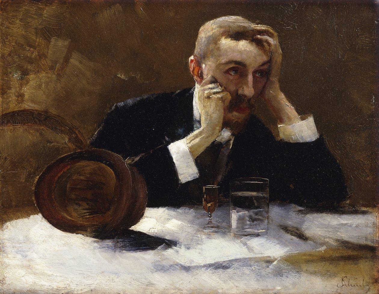 Późny autoportret; późny autoportret, autorstwa Carl Schuch