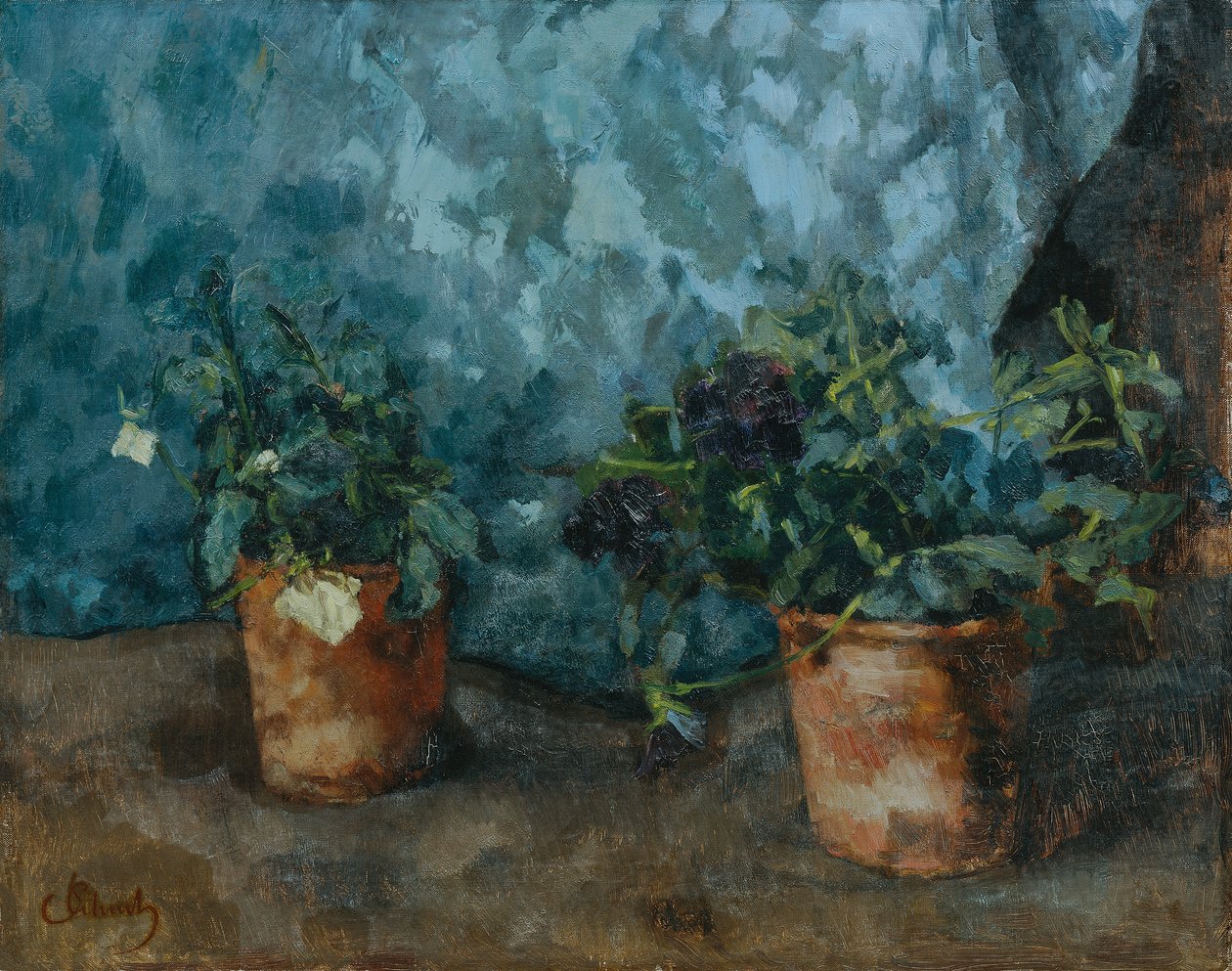 Martwa natura z doniczkami autorstwa Carl Schuch