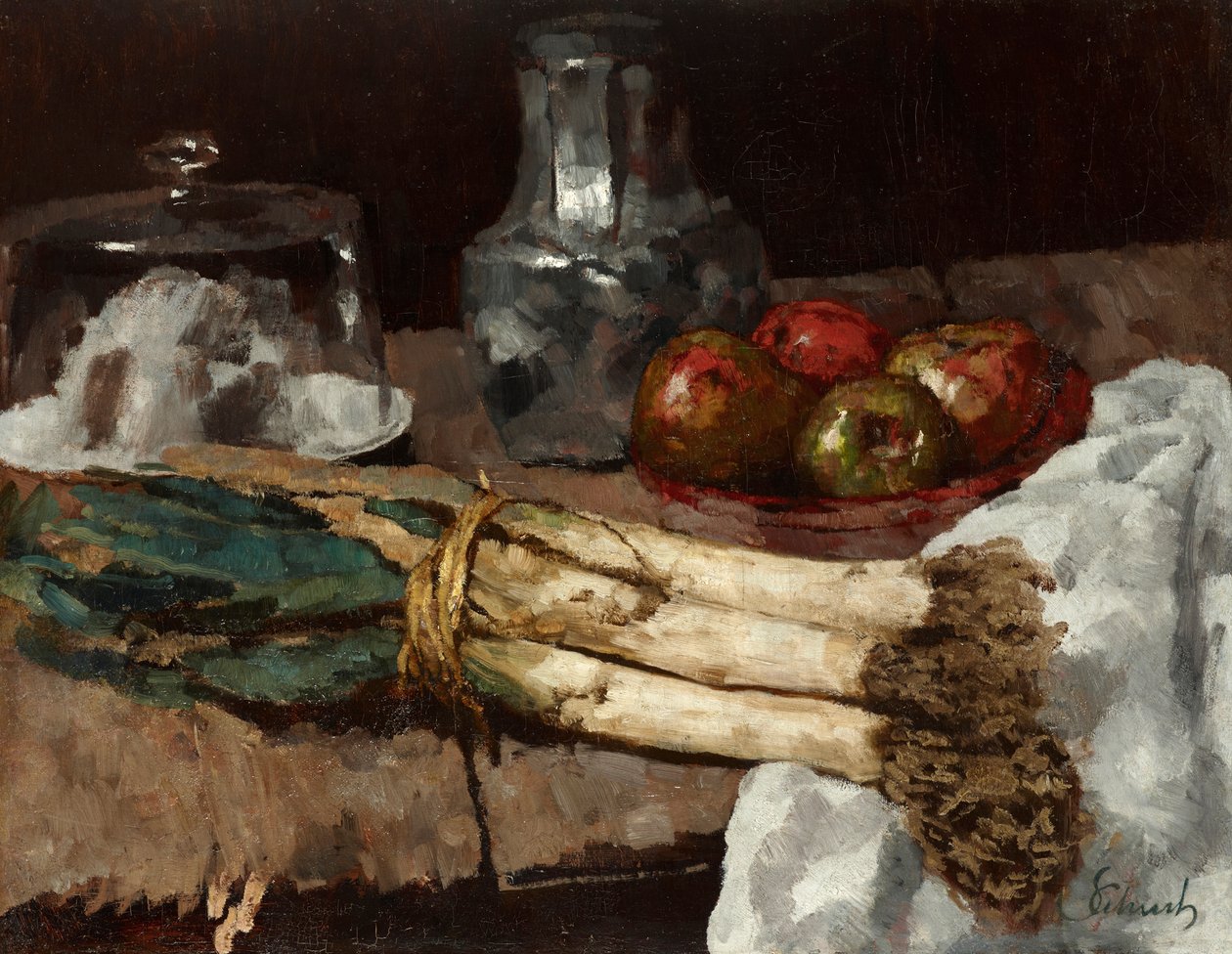 Martwa natura z porami autorstwa Carl Schuch