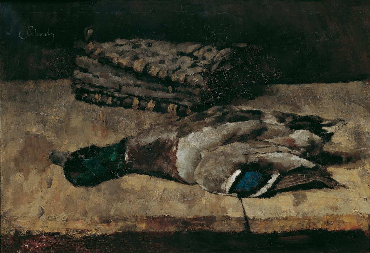 Martwa natura z dziką kaczką i torbą myśliwską I autorstwa Carl Schuch