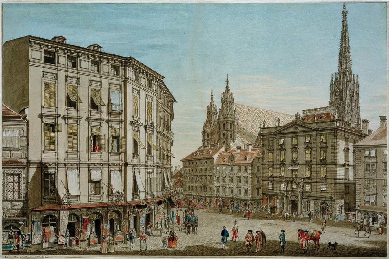 Stock-im-Eisen-Platz w Wiedniu autorstwa Carl Schütz