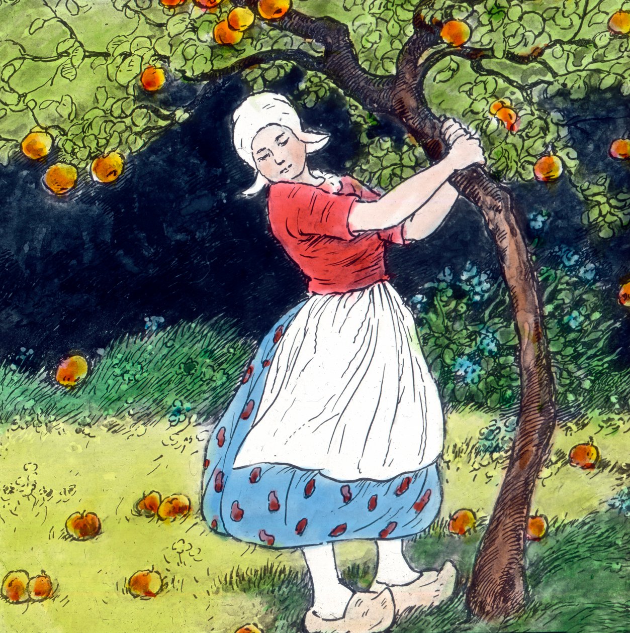Bracia Grimm - Baśnie - Matka Hulda. Obraz datowany na około 1910 rok. Archiwum Carla Simona autorstwa Carl Simon