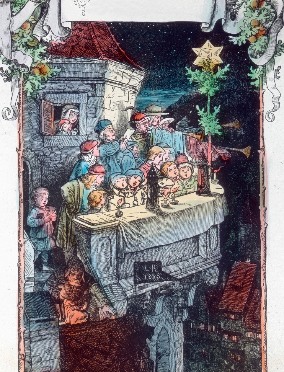 Chwała Bogu w najwyższym niebie. Ilustracja autorstwa niemieckiego malarza i grafika Fritza Richtera (1904-1981). Data powstania obrazu: około 1930 roku. Archiwum Carla Sinona autorstwa Carl Simon