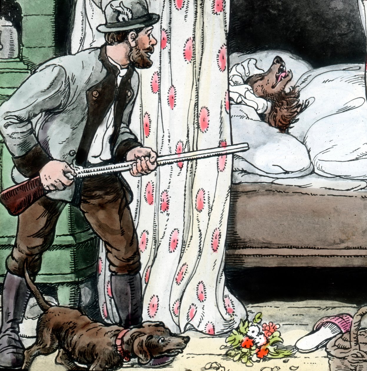 Bracia Grimm - Bajki - Czerwony Kapturek. Obraz datowany na około 1910 rok. Archiwum Carla Simona autorstwa Carl Simon