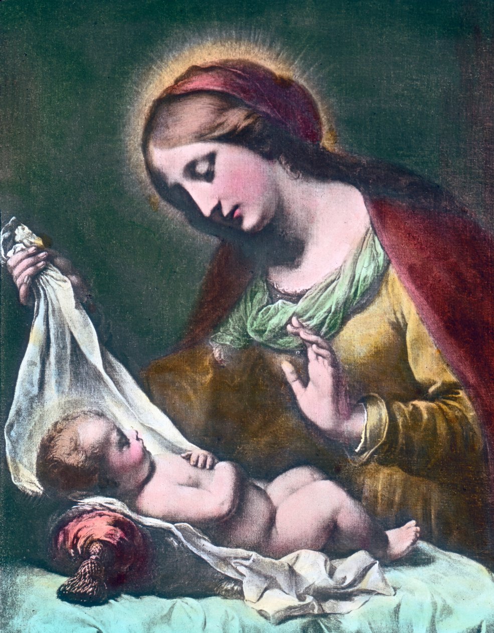 Madonna z Dzieciątkiem. Obraz (niedatowany) autorstwa włoskiego malarza barokowego Carlo Dolci (1616 - 1686). Data powstania obrazu: około 1900 roku. Archiwum Carla Simona autorstwa Carl Simon